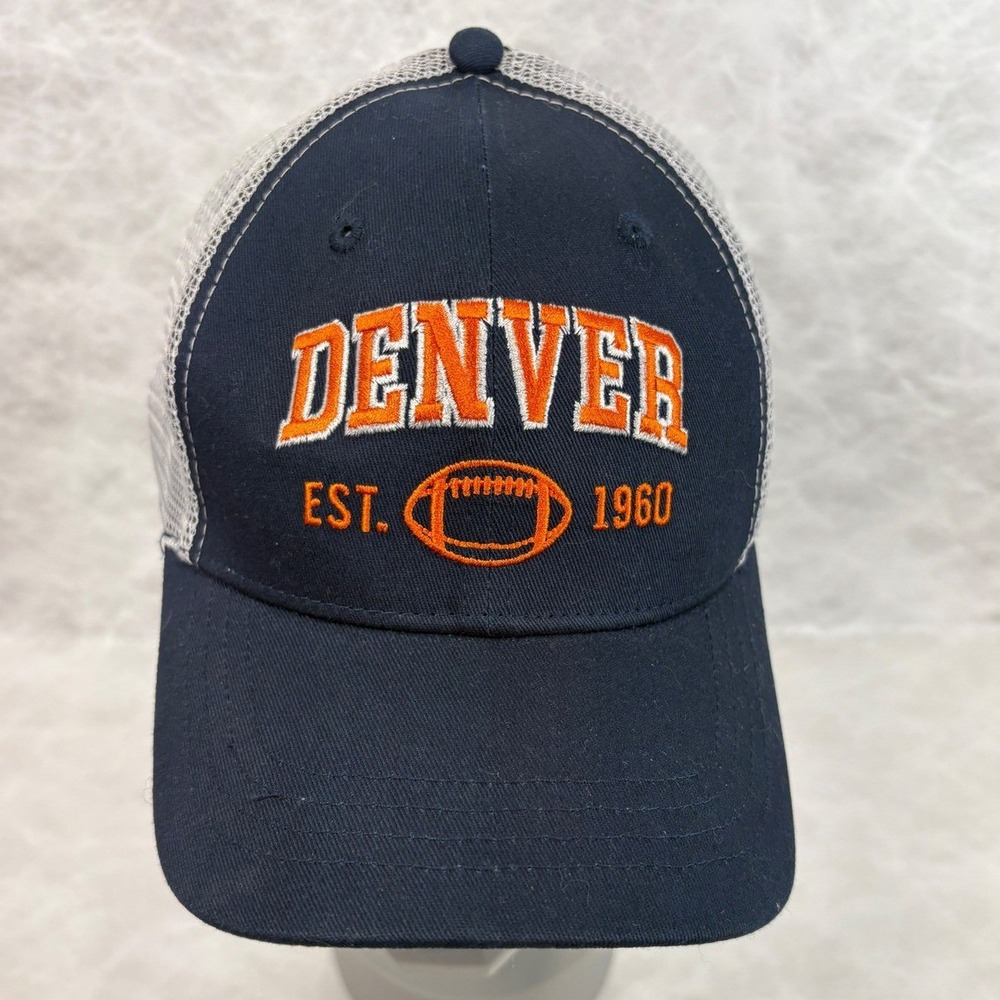 Denver Football Est‎ 1960 Trucker Hat Navy Blue White Mesh Snapback Cap Mens